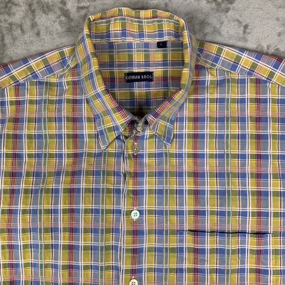 VTG Gitman Bros Plaid Button Down Shirt Long Sleeve Men L Multi Color Cotton USA